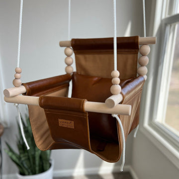Indoor Baby/Child Swing - Bourbon Leather