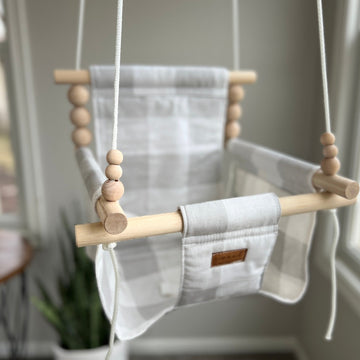 Indoor Baby/Child Swing - French Gray Buffalo Check